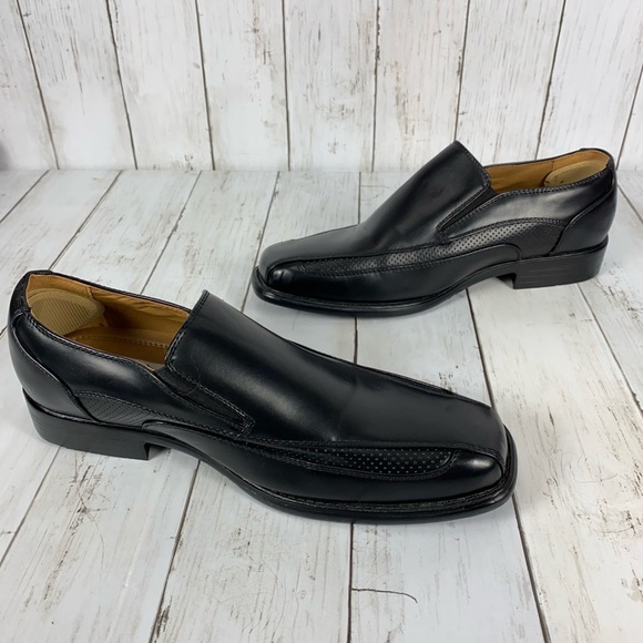 Winston Mens Dress Shoes Size 9 Slip On Oxford Loafers Black Synthetic Leather - Picture 3 of 10